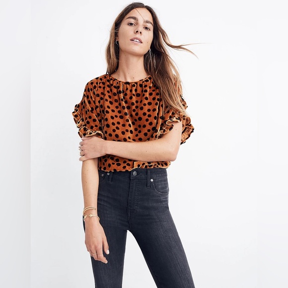 Madewell Pants - Madewell Velvet Circle Memento Set in Leopard Dot - size S/M NWT